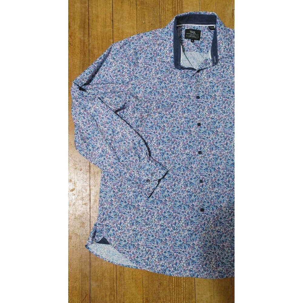 W.R.K. Men's Slim Fit Watercolor Floral Performance Stretch Dress Shirt 18 4XL